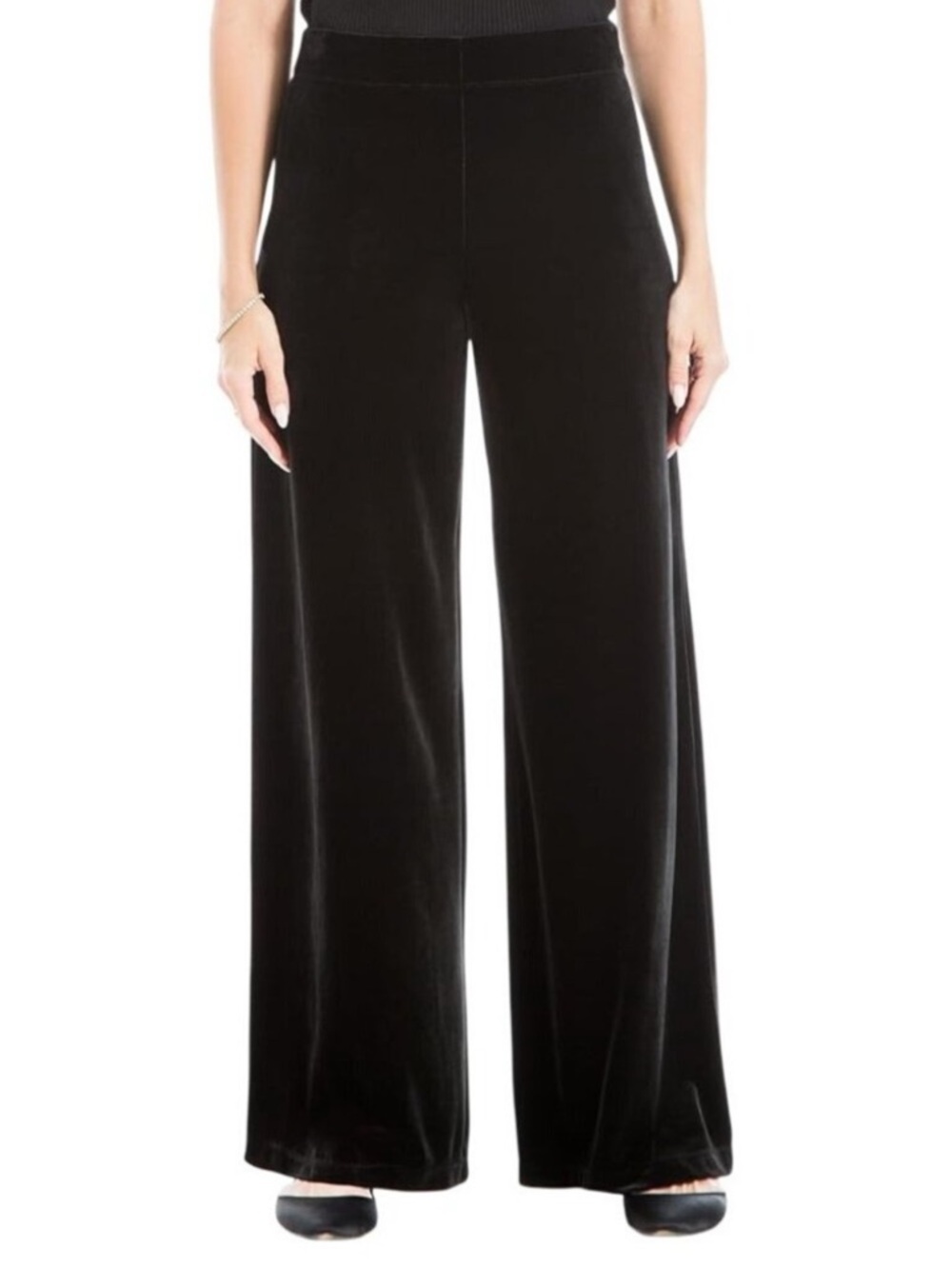 Max Studio Black Wide-Leg Velvet Pants